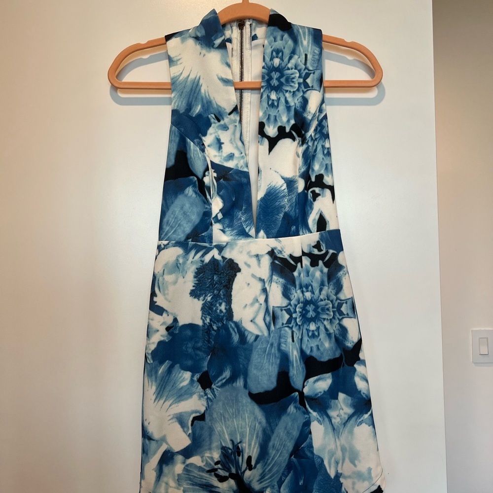White and Blue Floral Print Lulu’s Mini Dress
